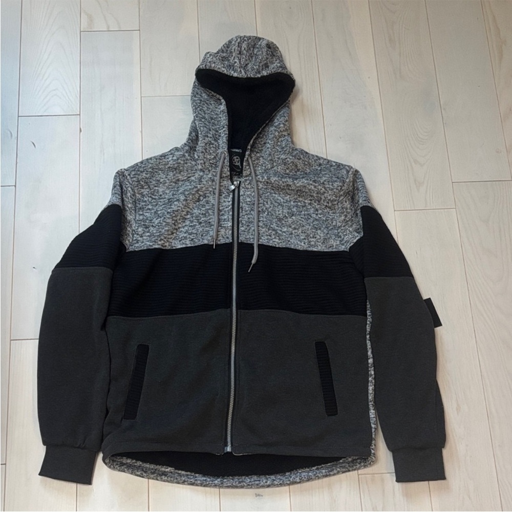 Brooklyn Standard Gray and Black Hooded Jacket Size XL
